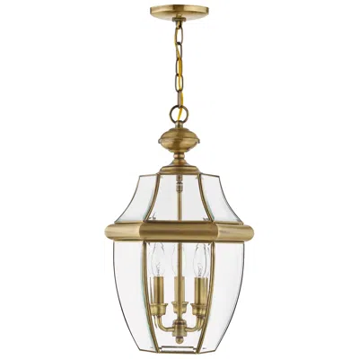 Livex Lighting Monterey 21-in Antique Brass Outdoor Pendant Light In Gold