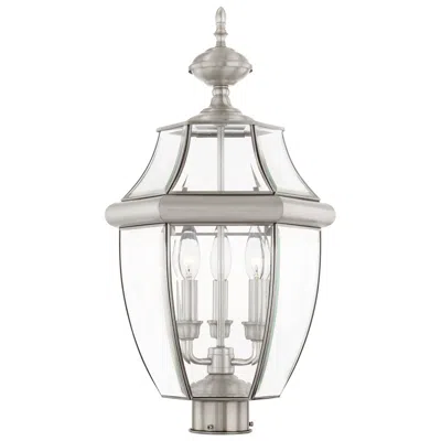 Livex Lighting Monterey 23 1/2" Brushed Nickel Clear Glass Post Light