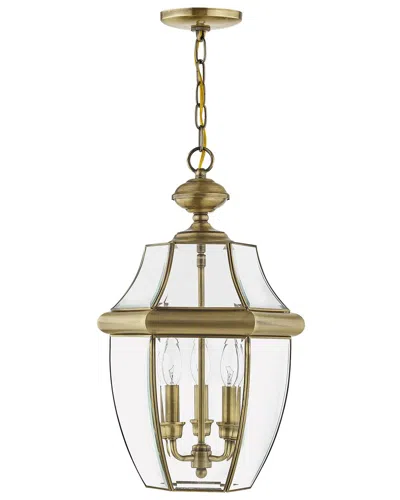 Livex Lighting Monterey 3-light Ab Outdoor Chain Lantern In Gold