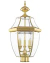 Livex Lighting Monterey 3-light Pb Outdoor Post Lantern In Gold