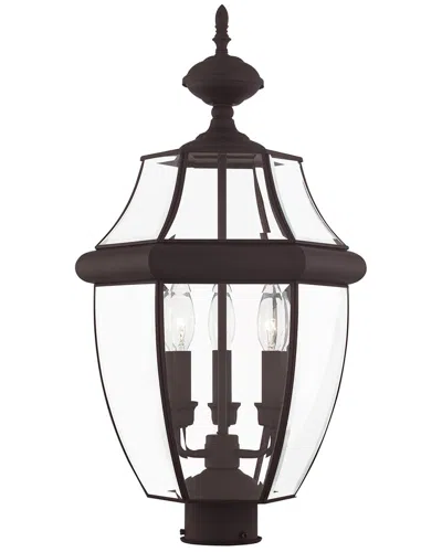 Livex Lighting Monterey 3-light Bronze Outdoor Post Lantern In Gold