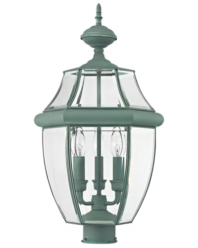 Livex Lighting Monterey 3-light Verdigris Outdoor Post Lantern