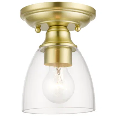 Livex Lighting Montgomery 1 Light Satin Brass Petite Semi-flush