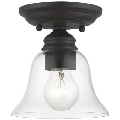 Livex Lighting Moreland 1 Light Black Small Semi-flush