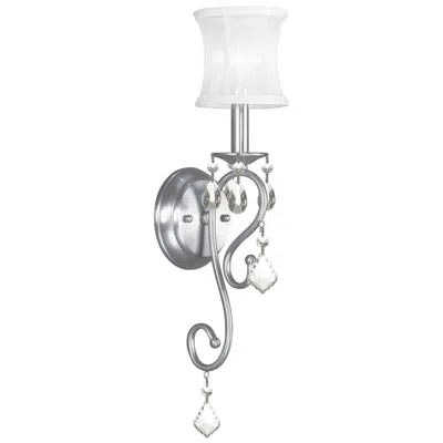 Livex Lighting Newcastle 4.5-in W 1-light Brushed Nickel Crystal Accent Arm Wall Sconce