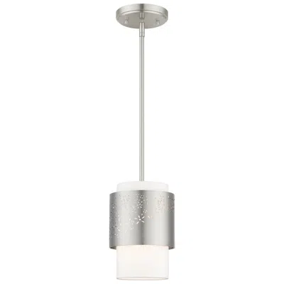 Livex Lighting Noria 1 Light Brushed Nickel Pendant In Silver