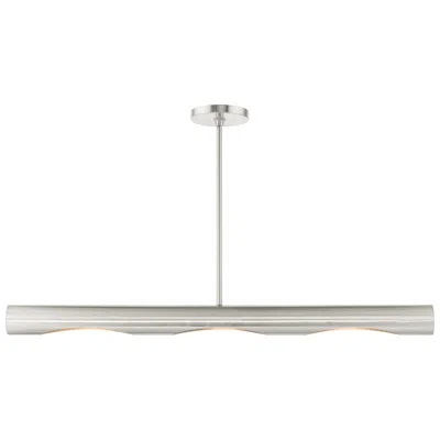 Livex Lighting Novato 3 Light Brushed Nickel Linear Chandelier In Gray