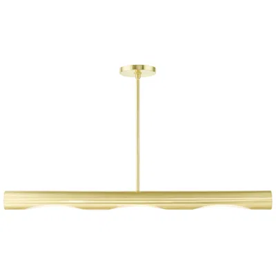 Livex Lighting Novato 3 Light Satin Brass Linear Chandelier In Gold