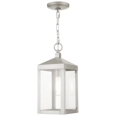 Livex Lighting Nyack 1 Light Brushed Nickel Outdoor Pendant Lantern