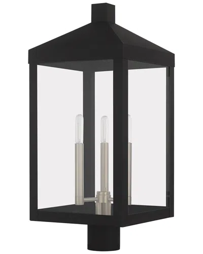 Livex Lighting Nyack 3 Light Bk Outdoor Post Top Lantern In Black