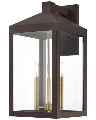 Livex Lighting Nyack 3 Light Bz Outdoor Wall Lantern In Gold