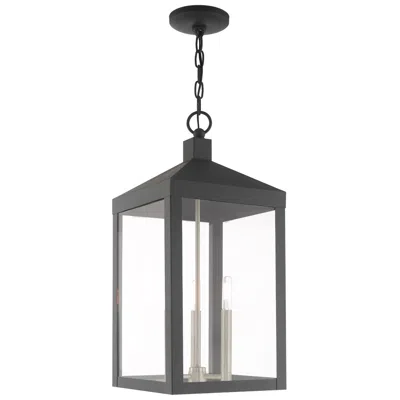 Livex Lighting Nyack 3 Light Scandinavian Gray Outdoor Pendant Lantern
