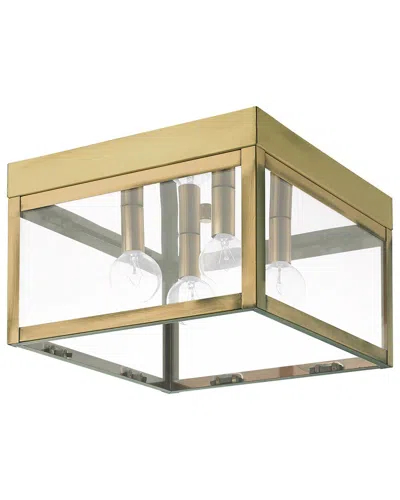 Livex Lighting Nyack 4 Light Ab Outdoor Ceiling Mount In Neutral