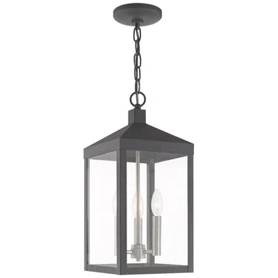 Livex Lighting Nyack 8 1/4"w Scandinavian Gray 3-light Outdoor Mini Pendant