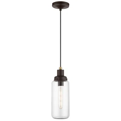 Livex Lighting Oakhurst 1 Light Bronze With Antique Brass Accent Mini Pendant