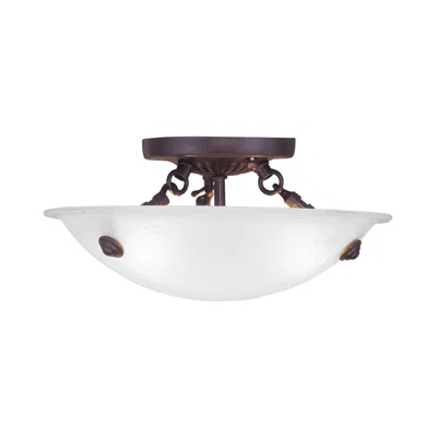 Livex Lighting Oasis 12" Wide Bronze Bowl Ceiling Light W/ Alabaster Glass