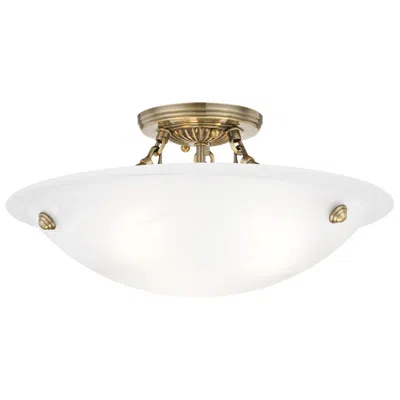 Livex Lighting Oasis 16" Wide Antique Brass Bowl Ceiling Light