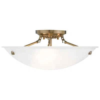 Livex Lighting Oasis 20" Wide Antique Brass Bowl Ceiling Light