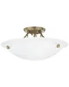 Livex Lighting Oasis 3-light Antique Brass Ceiling Mount In White