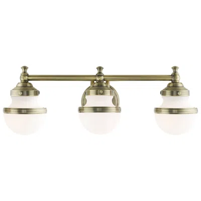 Livex Lighting Oldwick 3 Light Antique Brass Bath Vanity In Gold