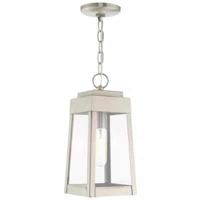 Livex Lighting Oslo 1 Light Brushed Nickel Outdoor Pendant Lantern