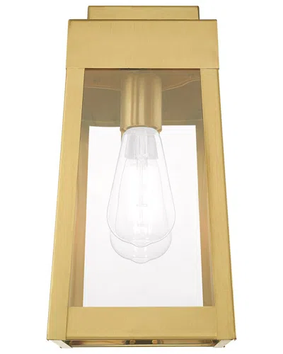 Livex Lighting Oslo 1 Light Satin Brass Outdoor Wall Lantern In Gold