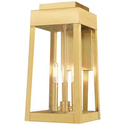 Livex Lighting Oslo 16" High Satin Brass Outdoor Lantern Wall Light