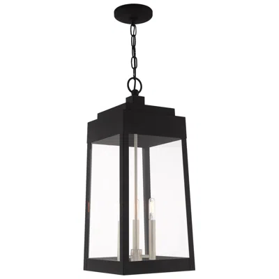 Livex Lighting Oslo 3 Light Black Outdoor Pendant Lantern