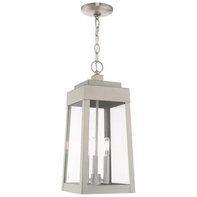 Livex Lighting Oslo 3 Light Brushed Nickel Outdoor Pendant Lantern