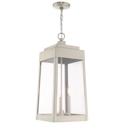 Livex Lighting Oslo 3 Light Brushed Nickel Outdoor Pendant Lantern