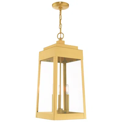 Livex Lighting Oslo 3 Light Satin Brass Outdoor Pendant Lantern