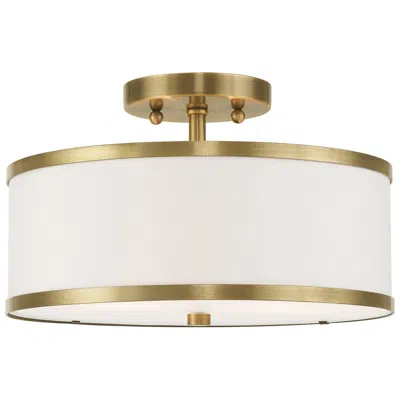 Livex Lighting Park Ridge 13" Wide Antique Brass Drum Ceiling Light