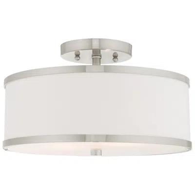 Livex Lighting Park Ridge 13" Wide Brushed Nickel Drum Ceiling Light