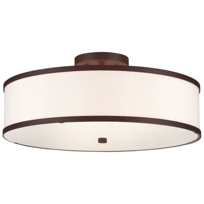 Livex Lighting Park Ridge 18" 3-light Bronze White Drum Ceiling Mount