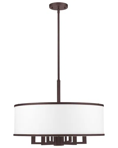 Livex Lighting Park Ridge 7-light Bronze Pendant Chandelier In White