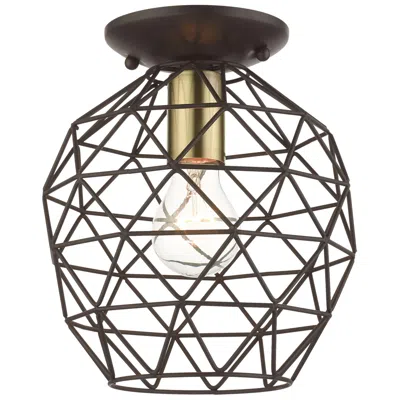 Livex Lighting Paxten 1 Light Bronze  Flush Mount In Brown