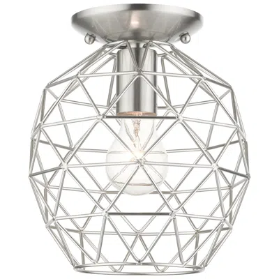 Livex Lighting Paxten 1 Light Brushed Nickel Flush Mount In Gray
