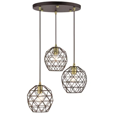 Livex Lighting Paxten 3 Light Bronze Pendant In Black