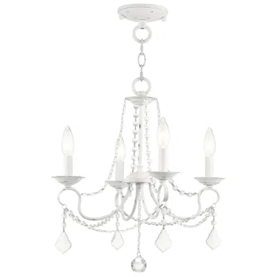 Livex Lighting Pennington 18-in 4-light Antique White Vintage Candle Chandelier