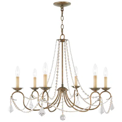 Livex Lighting Pennington 28-in 6-light Venetian Golden Bronze Vintage Candle Chandelier In Brown