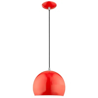 Livex Lighting Piedmont 10" Wide Shiny Red Dome Mini Pendant