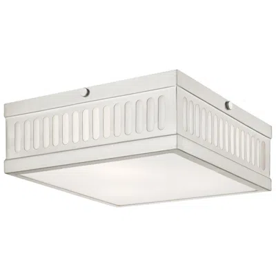 Livex Lighting Prentice 3 Light Brushed Nickel Ceiling Mount In White