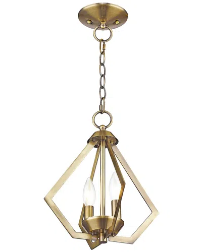 Livex Lighting Prism 2-light Ab Mini Chandelier/ceiling Mount In Gold