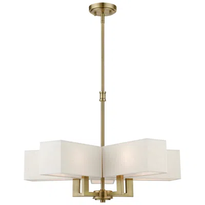Livex Lighting Rubix 26" Wide Antique Brass 5-light Modern Chandelier In Multi