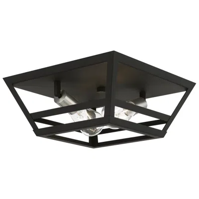 Livex Lighting Schofield 2 Light Black Flush Mount With Brushed Nickel Accents