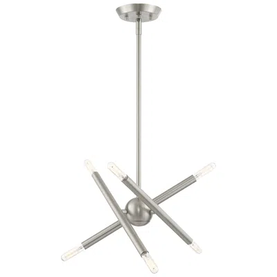 Livex Lighting Soho 6 Light Brushed Nickel Mini Chandelier In Silver