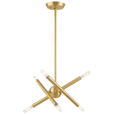 Livex Lighting Soho 6 Light Satin Brass Mini Chandelier In Gold
