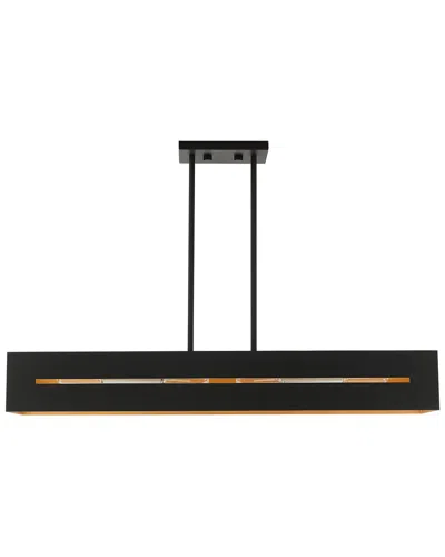 Livex Lighting Soma Black 4 Light Chandelier In Metallic