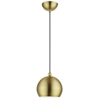 Livex Lighting Stockton 1 Light Antique Brass Globe Mini Pendant