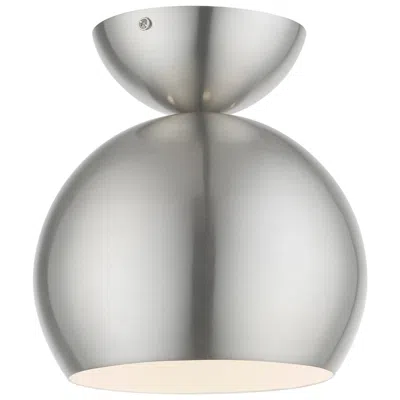 Livex Lighting Stockton 1 Light Brushed Nickel Globe Semi-flush